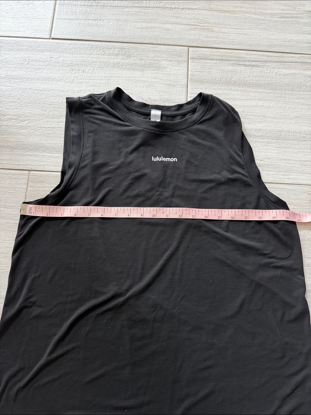 Lululemon Jersey Training Muscle Tank Top long black size 12 soft comfortable - Picture 10 of 12